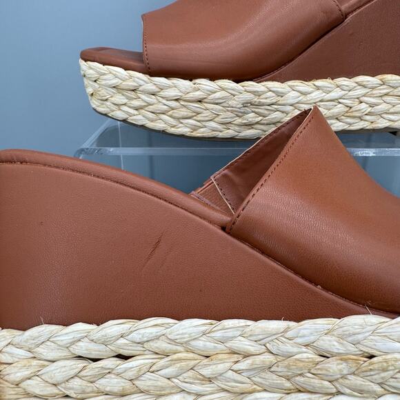 NEW Kenneth Cole Reaction Women’s Maria Mule Wedge Sandals Cognac Size 9.5 - Picture 7 of 12